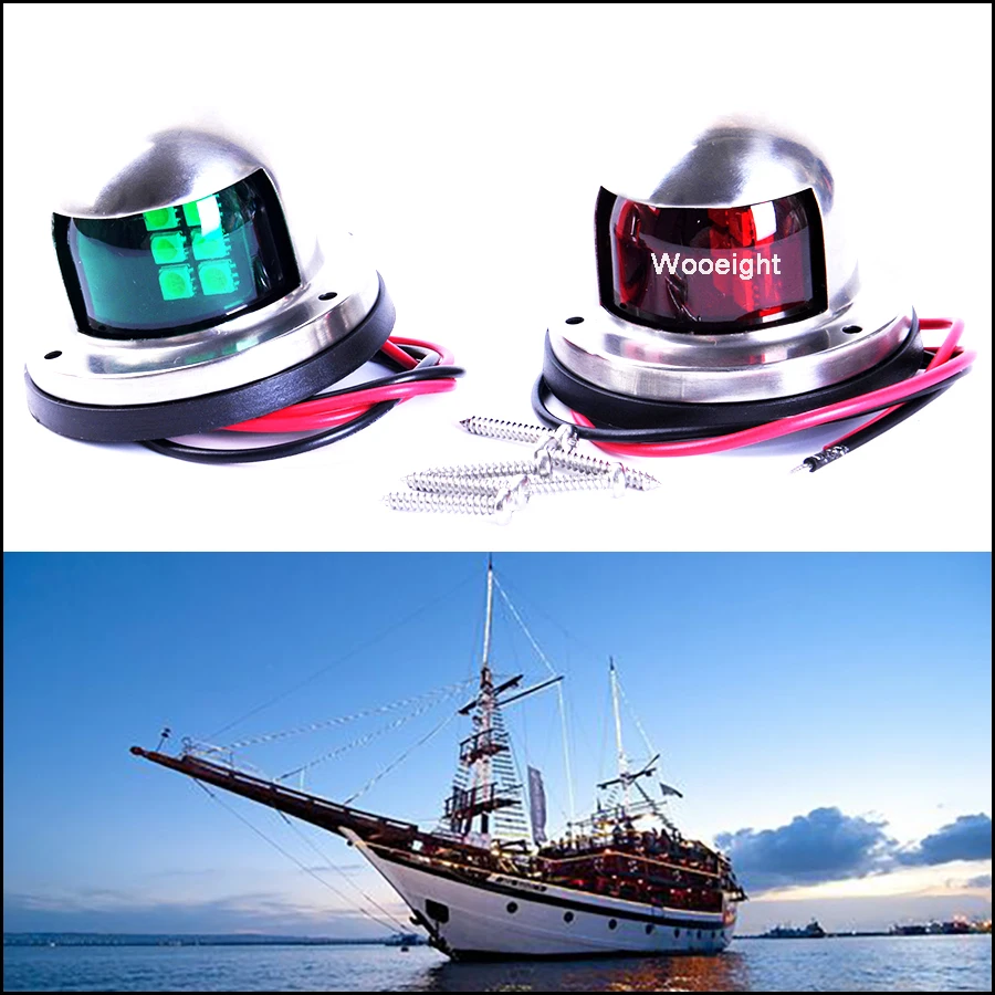 

Wooeight 1Pair 112.5 Degree Marine Boat Navigation Light 12 V LED Red & Green Sailing Signal Light Lamp Navigation Warning Light