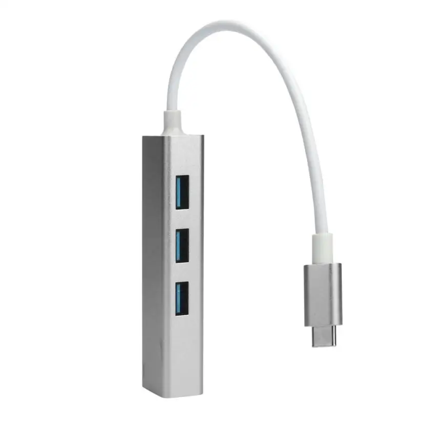 HL USB 3,1 Тип C концентратор 3 Порты и разъёмы и RJ45 Gigabit Ethernet адаптер 3,0 USB-C ПК MAC FS MAY15 E21 - Цвет: Silver