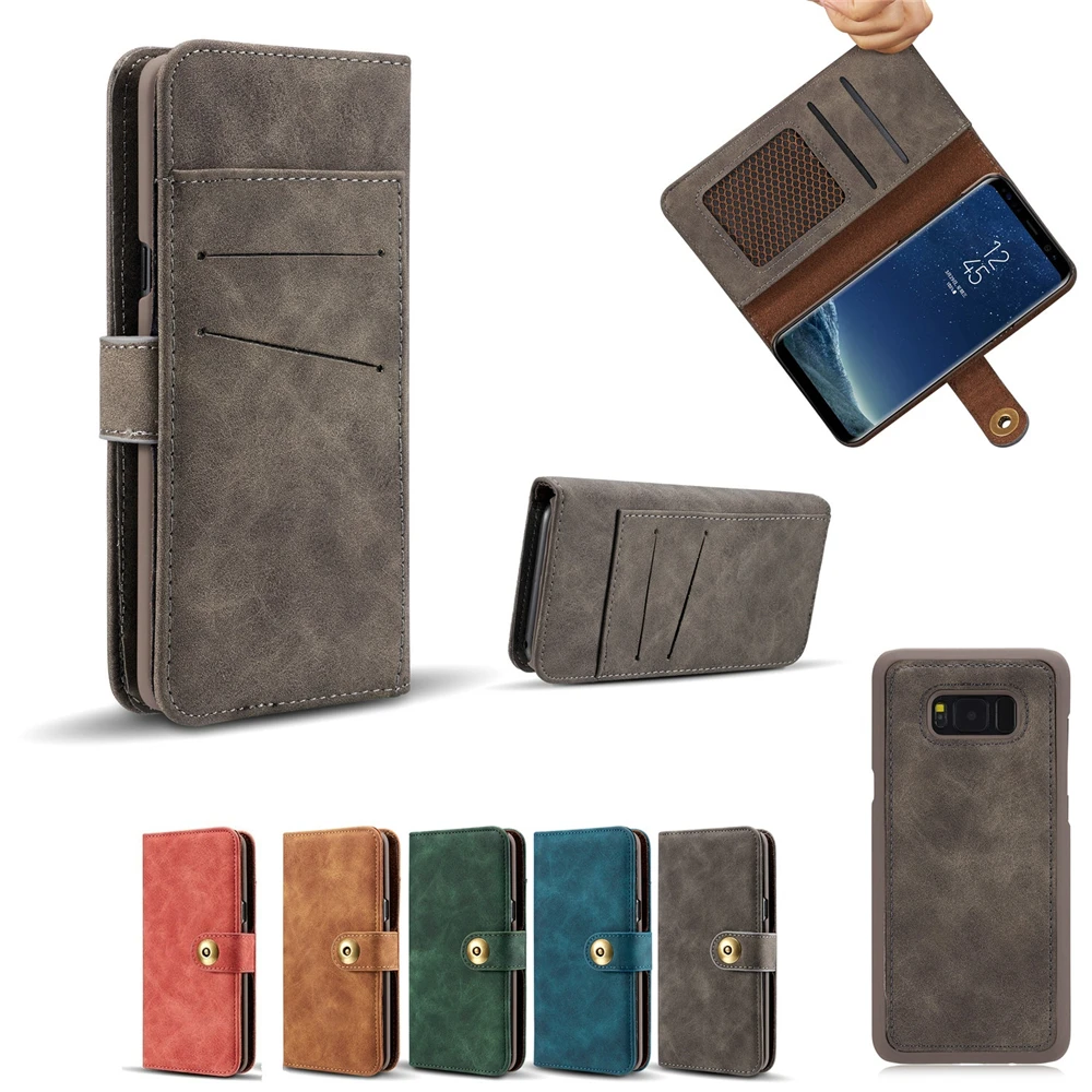 

Removable Magnetic Leather Cover for Samsung Galaxy S10 S9 S8 Plus Note 9 8 S7 Edge Iphone X XR XS MAX Card Wallet Flip Cases