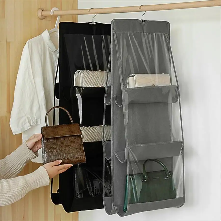Hanging Bag Organizer for Closet Clear Handbag Organizer Purses Storage Holder 6 Clear Vinyl