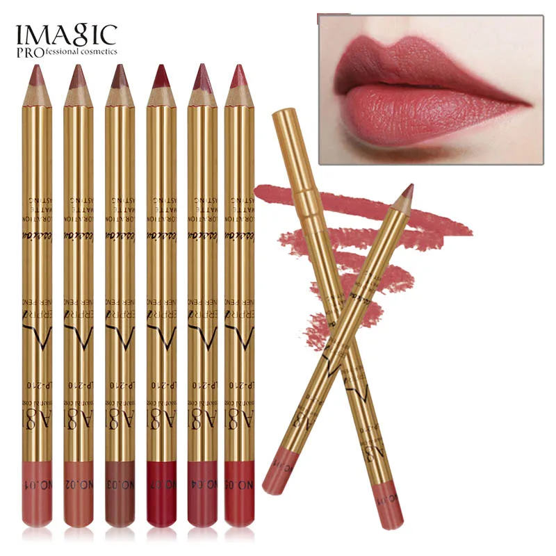 

IMAGIC Brand Contour Lip Liner Pencil Makeup for Women Lipliner Waterproof Long Lasting Pigment Dark Red Matte Lip Pencil