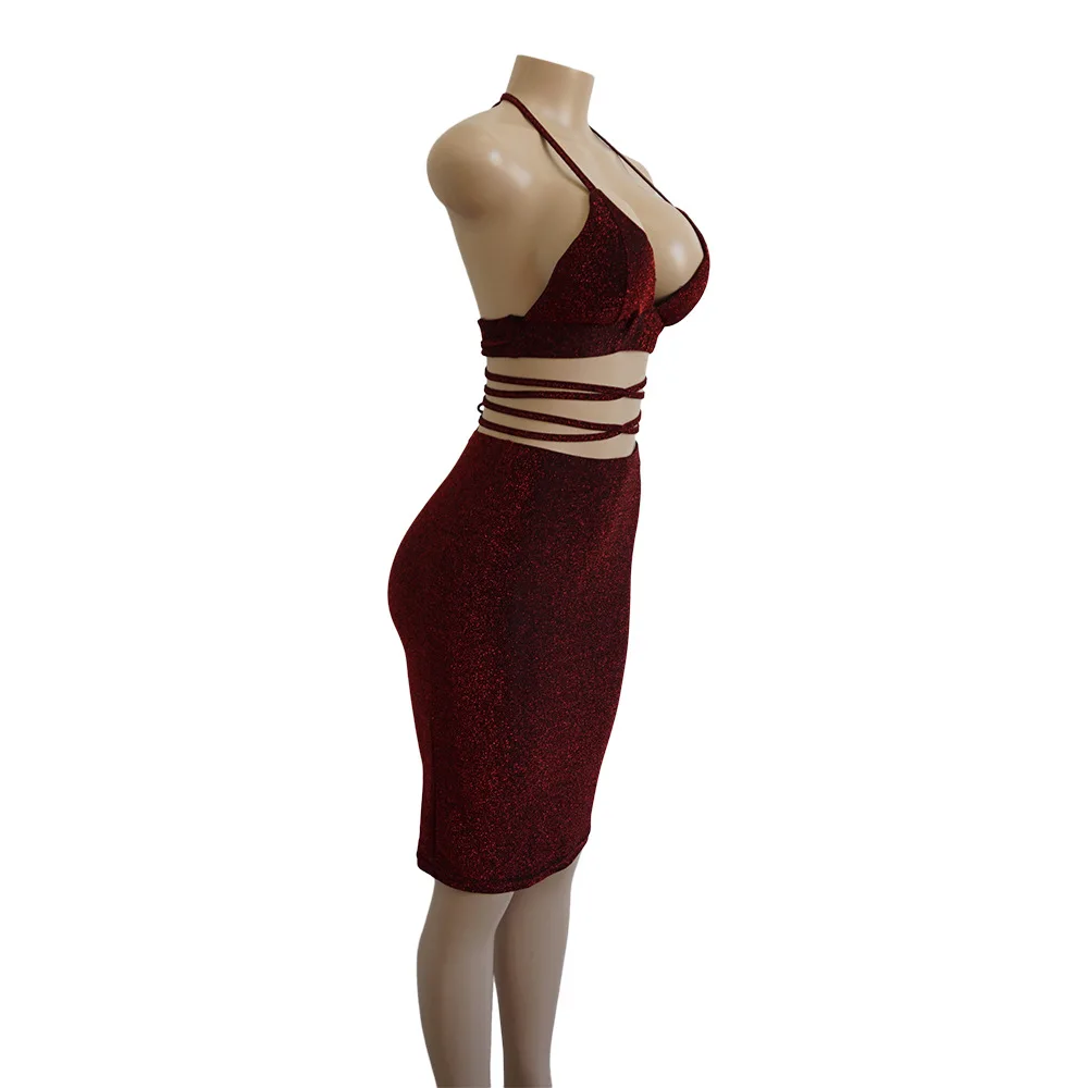 Для женщин комплект Sexy & Club однотонные шорты Комплект из двух предметов юбка Для женщин s наряды топ и юбка одежда клуб наряды v-образным