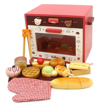 

New Oven Wooden Toys Food Cooking Simulation Tableware Children Kitchen Pretend Play Toy Fruit Vegetable with Tableware D157