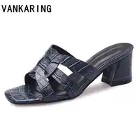 brand shoe summer sandals women cut-outs casual dress shoes genuine leather sandals black white high heel platform sandals mules
