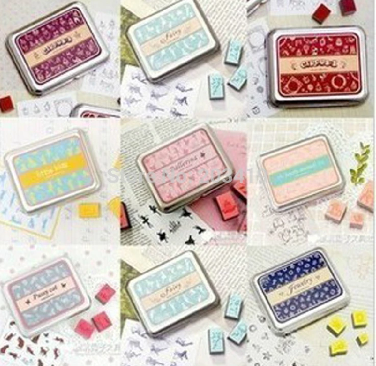

Multi-Style Tin Boxed Wooden Lovely Vintage Antique Rubber Stamps Set Seal Stamper Collection Diary Gift Craft DIY Toy