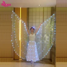 Ruoru Belly Dance Led Isis Wings with Adjustable Sticks Adult Accessories Stage Performance Props Shining Led Wings 360 Degrees