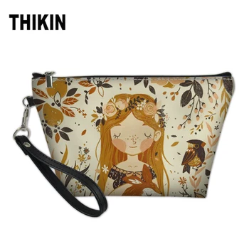 

THIKIN Kawaii Animal Make Up Case Professional Beauty Case Make Up Flower Girl Pattern Cosmetic Organizer Travel Neceser Mujer