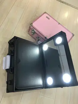 

LED Chargable Makeup Box with light Portable Beauty Box for Nail Tools Holder