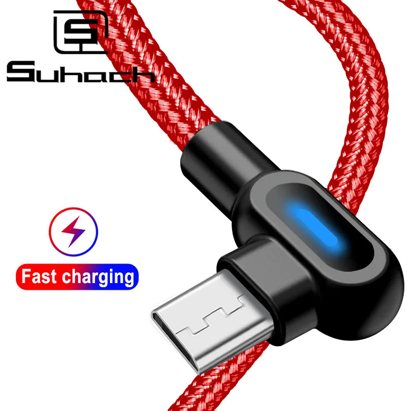 

Suhach 90 Degree Micro USB Cable 1M 2M Fast Charging Data Sync USB Charger Cable For Samsung Xiaomi Huawei HTC LG Android Cables