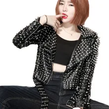 Пальто для женщин Рок ветер панк супер тяжелые заклепки декоративные мотоциклетные кожаные куртки Короткая мотоциклетная куртка из искусственной кожи пальто