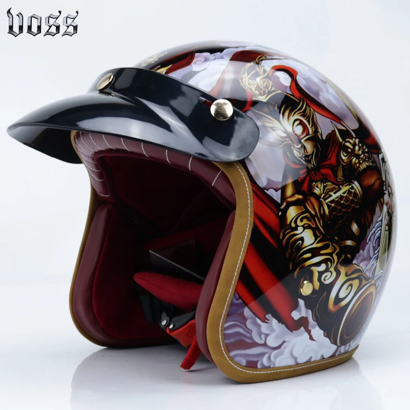 3/4 с открытым лицом Половина мото rcycle шлем винтажные Ретро кожаные шлемы индейцы и сломанный череп скутер мото - Цвет: b1