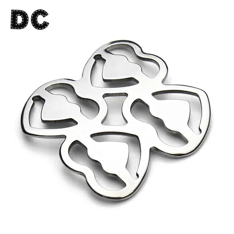 DC 10pcs/lot 24x22mm Stainless Steel Hollow Heart Connectors Metal
