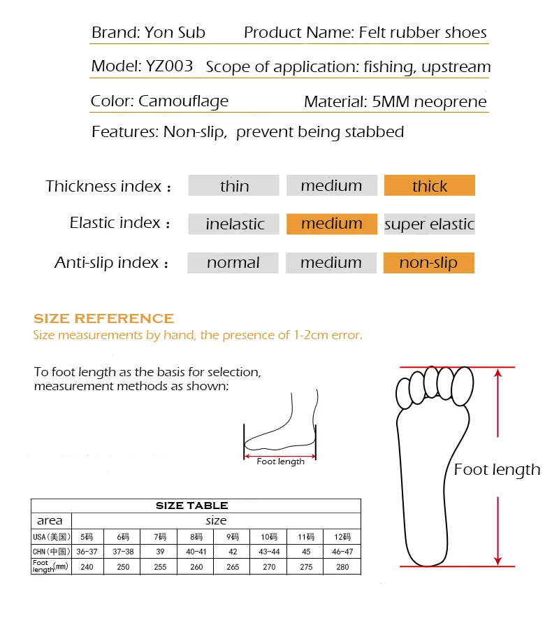 YONSUB 5 мм ботинки для дайвинга из неопрена износостойкая дышащая обувь Нескользящая рыболовная обувь камуфляжная теплая водонепроницаемая Спортивная обувь