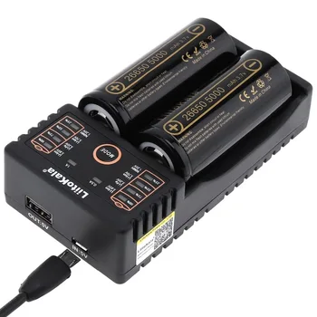 

LiitoKala Lii-202 battery charger+2pcs HK LiitoKala Lii-50A 26650 5000mah Rechargeable battery for flashlight,40-50A discharge