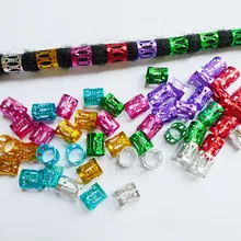100 шт./пакет Смешанные 7 цветов позолоченный посеребренный Dread бусины для дредов регулируемые манжеты клип 8 мм отверстие Rign отверстие металлическая трубка замок
