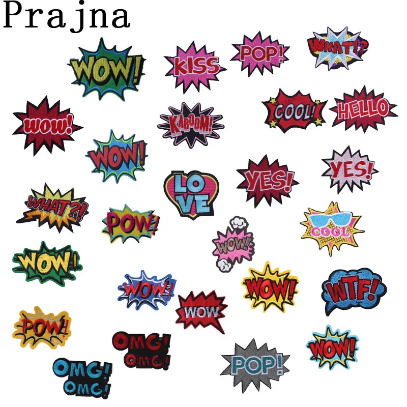 

Prajna WOW name patch iron on clothsapplique patches personalized cheap patch for clothing Variety of style Apply to sticker H