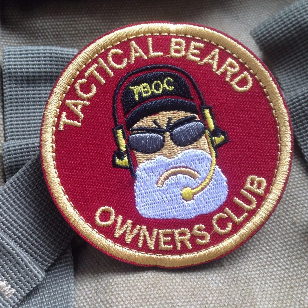 

OWNERS CLUB Tactical Beard 3D Embroidery Magic Sticker Hoop&Loop Military Armband Badge Patch Red