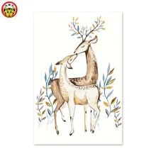 Картина по номерам художественная краска по номерам две головы оленя Сика мультфильмы целующиеся тепло вручную, чтобы завершить дом