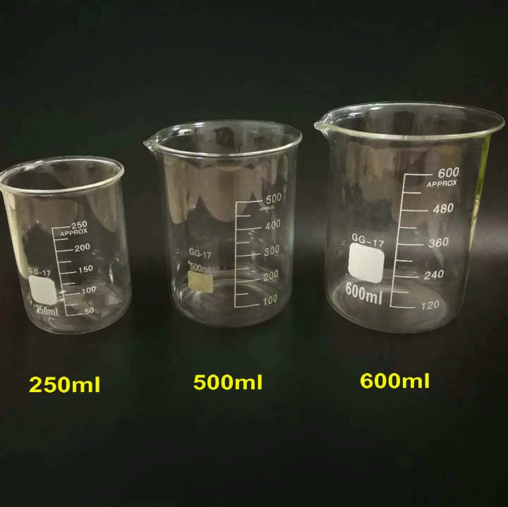 3pcs/set 250/500/600ml Glass Beaker for Laboratory Tests, Measuring Cup