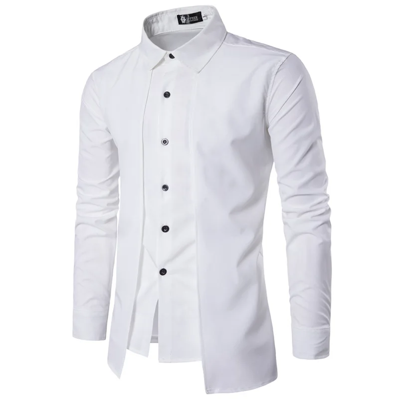 Модный британский дизайн, мужские рубашки с широким рукавом, чистый цвет, повседневный плотный облегающий топ для мальчиков