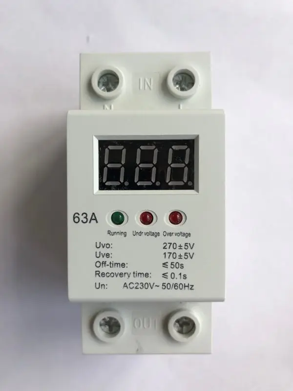 

1pc Digital display self-reset overvoltage and delay protector 2P40A63A auto-reclosing AC220V rail installation