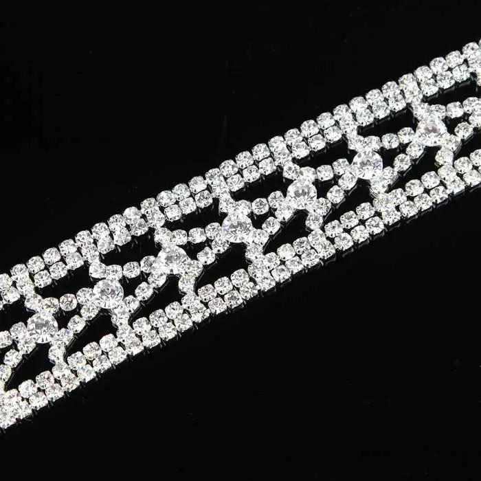 $ 10Yards Glass Rhinestone Trim Bridal Chains Fit Sew On Wedding Party Silver Sewing Crafts