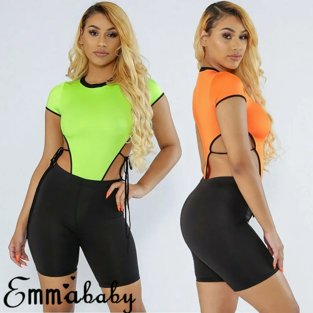 Sexy Clubwear Women Bodysuits Ladies Bodysuit Stretch Leotard short
