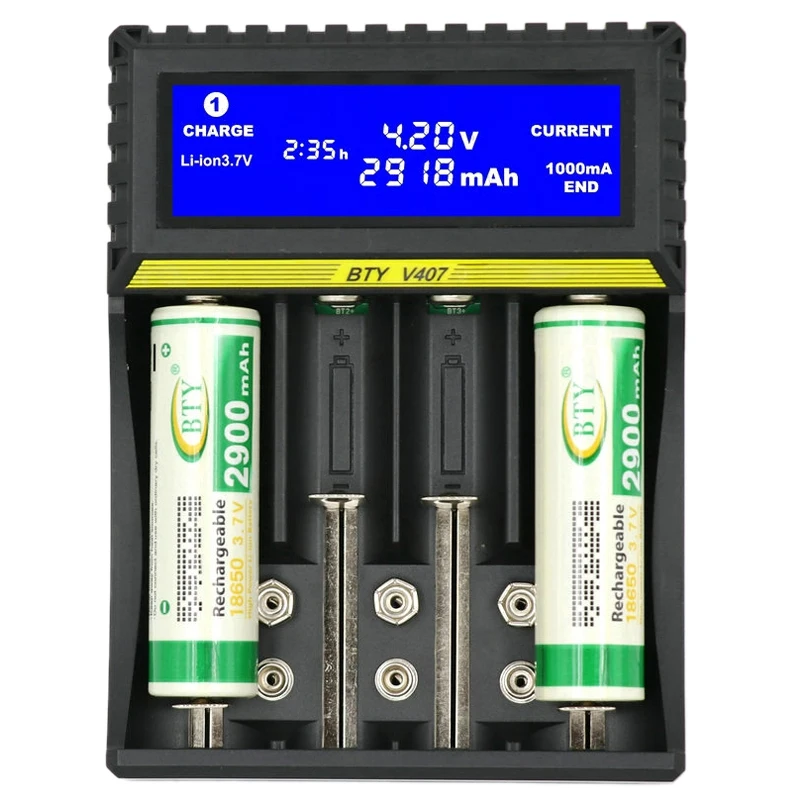 BTY-V407 зарядное устройство для аккумулятора Li-ion Li-fe Ni-CD-плеер смарт-устройство для быстрой зарядки для 18650 26650 6F22 9V AA AAA 16340 14500 заряда батареи