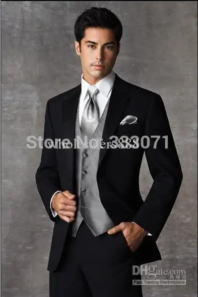 Ultime Coat Pantaloni Design Nero E Grigio Smoking Dello Sposo Slim Fit  Best Man Groomsmen Uomo Abiti Da Sposa (Jacket + Pants + Vest + Tie)|latest  coat pant designs|mens wedding suitsmens designer