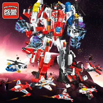 

Enlighten Mecha Educational Building Blocks Toys Robot Transform Helicopter Aircraft Plane Destroyer Hero