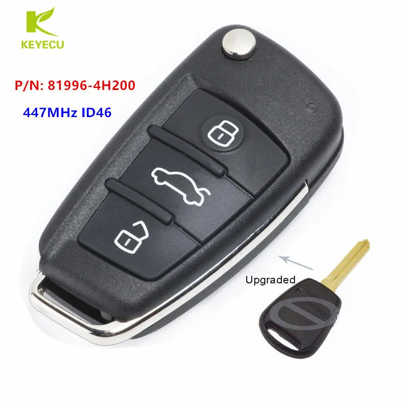 Запасной обновленный складной дистанционный ключ KEYECU 447 МГц ID46 для Kia Pride & Hyundai H 1