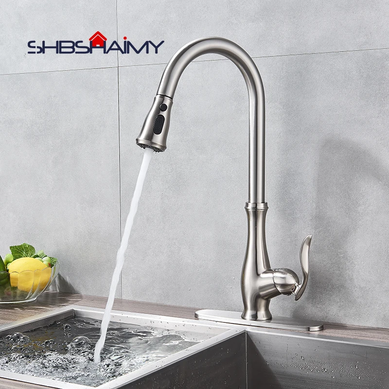 

Nickle Brushed Deck Mount Kitchen Sink Faucet Single Handle Single Hole Kitchen Mixer Tap Hot and Cold Water Mixer with Cover