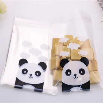 

New Design 100pcs/lot 10x13cm Christmas Cadeau Zakjes New Year Cookies Packaging With Cute Panda Self-adhesive Bags