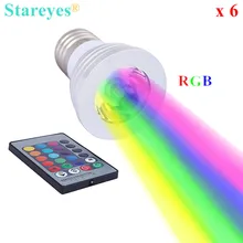 6 шт., 3 Вт, E27, GU10, E14, RGB Светодиодный светильник с дистанционным управлением, 16 цветов, RGB светодиодный светильник, лампа, Светодиодный точечный светильник