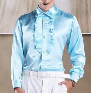 pink/black/white/royal blue/red/golden/skyblue ruffled bowtie scuffs decoration mens tuxedo shirts party/event shirts