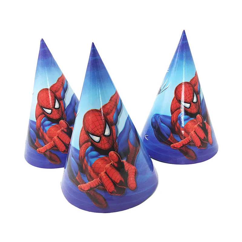 

6pcs/pack Spider-man theme party hats Spiderman theme paper hats Spider-man theme birthday party decorations