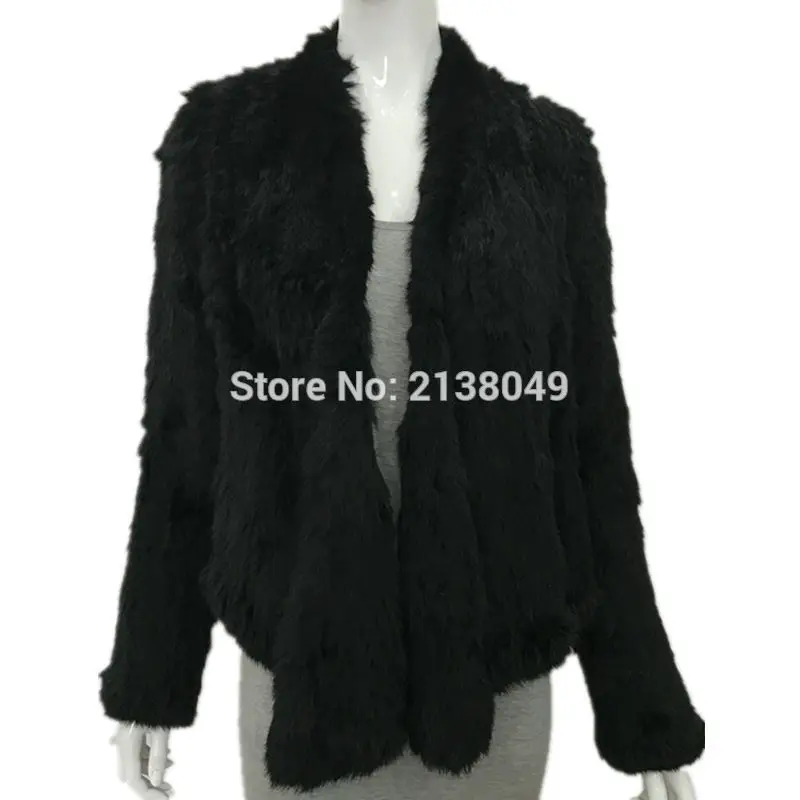 SF0013 натуральная качественная куртка с кроличьим мехом/ручная вязка с натуральным кроличьим мехом Женская зимняя меховая куртка s
