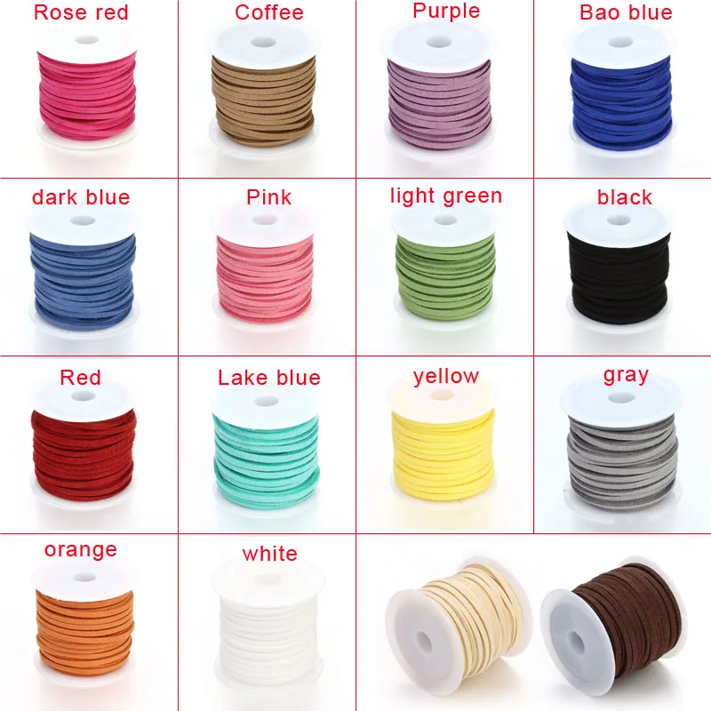 

4.5M 1.5mm Multicolor Flat Faux Suede Velvet Leather Cord DIY String Rope Thread Lace Jewelry Making C527 LL@17
