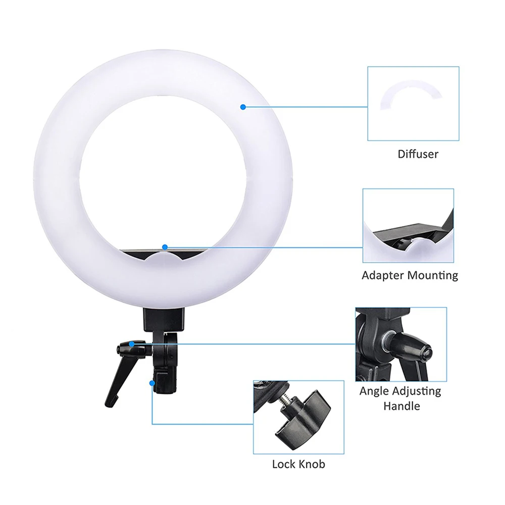 ZOMEI 240 шт. Selfie Ring Light Bi-color 3200 светодио дный 5600 К LED Dimmable фотография Освещение для фотостудии телефонный адаптер макияж