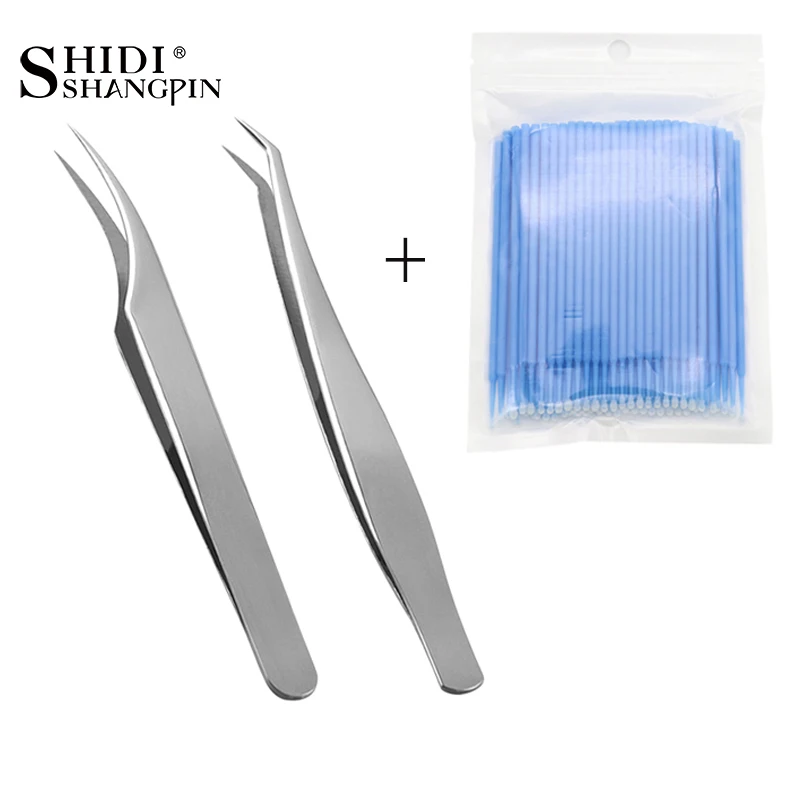 

New Durable Micro Disposable Eyelash Extension Makeup Brushes Individual Applicators eyelash extensions Curved Straight makeup
