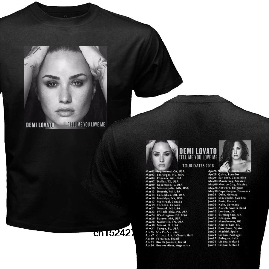 

New Demi Lovato with Tour Dates 2018 Black T Shirt Mens Round Neck T-shirt Cotton Bottoming T Shirt Casual Tops Fashion Clothing