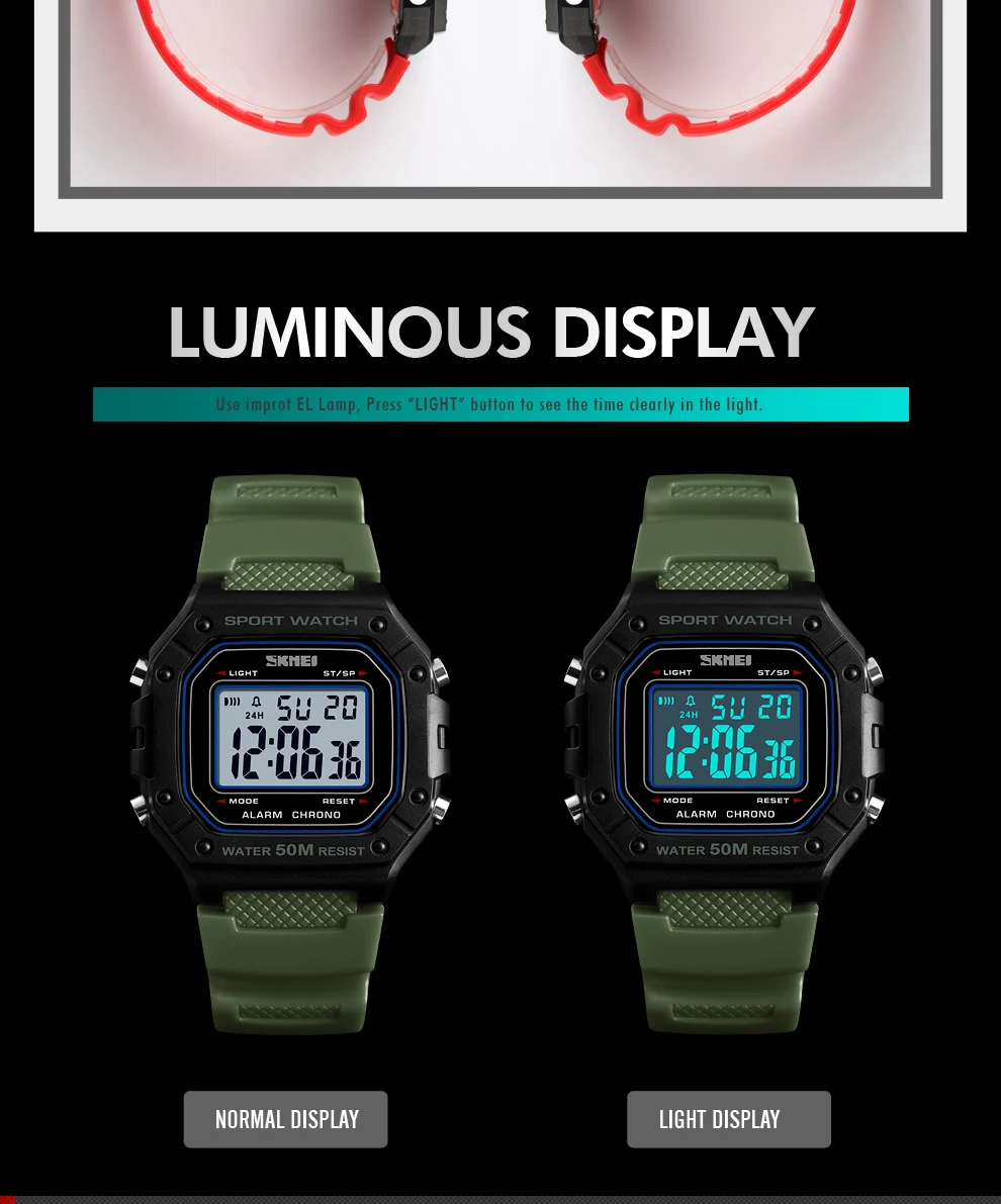 SKMEI 1496 Sport Watch Men Digital Watches 5Bar Waterproof Alarm Military