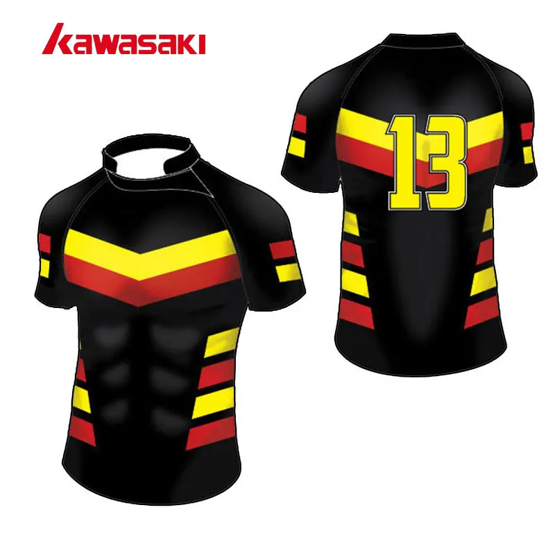 Image 2017 Practice wear hot sale breathable all printing black color sublimation men rugby jersey