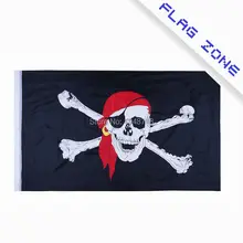 Large Skull Crossbones Pirate Flag Jolly Roger Red Cap Polyester Flag 5*3 FT 150*90 CM (Leave massage if you want add eyelets)