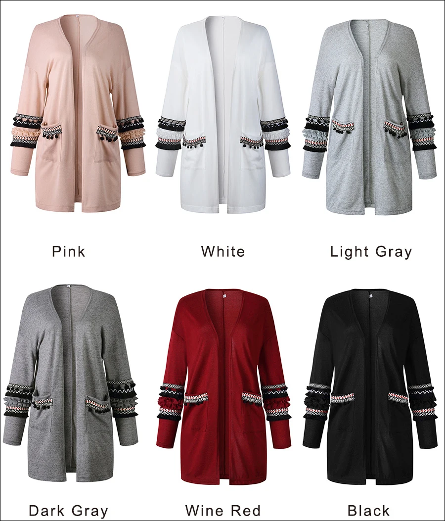 Gladiolus Fashion 2018 Autumn Winter Sweater Women Long Sleeve Double Pocket Patchwork Long Knitted Cardigan Women Sweater Coats (39)
