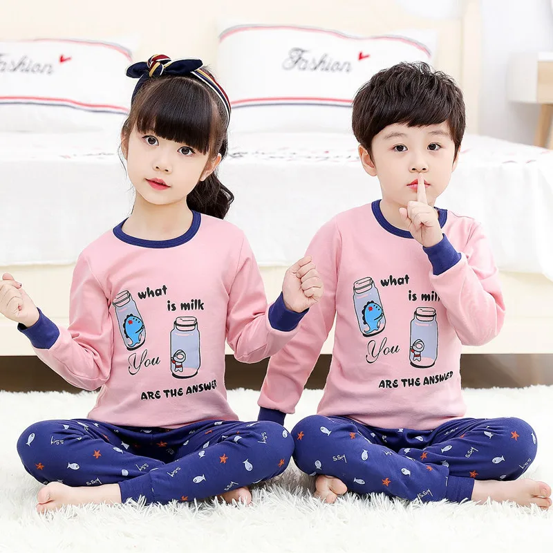 SAILEROAD/Пижамный комплект для мальчиков и девочек; Детские милые пижамы с лисой; хлопковые детские пижамы с длинными рукавами; детская пижама; одежда для сна для малышей - Цвет: Темно-серый