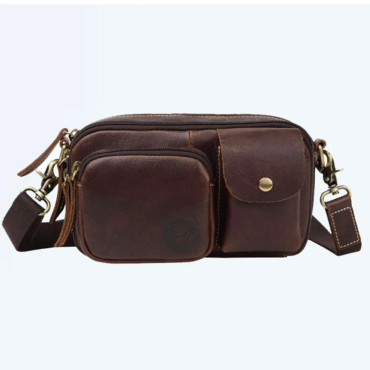 

Crazy horse Leather Waist Packs Fanny Pack Belt Bag Phone Pouch Bags Travel Waist Pack Male Small Waist Purse Bag #0460