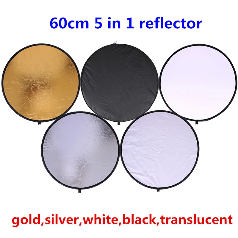 

CY Free shipping 24" 60cm 5 in 1 handhold Portable Collapsible Light Round Photography Reflector for Studio Multi Photo Disc