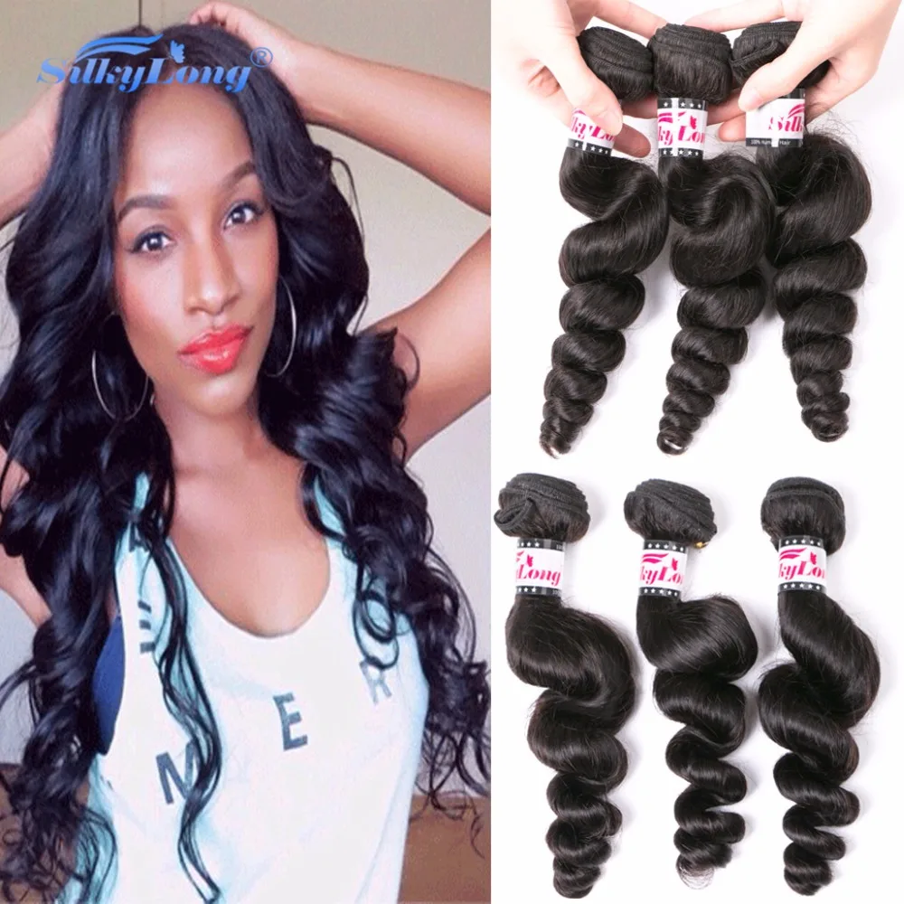 

Virgin Hair Bundle Deals 3 Pcs A Lot Brazilian Virgin Hair Loose Wave 7A Unprocessed Virgin Brazilian Hair 100% Human Hair Weave