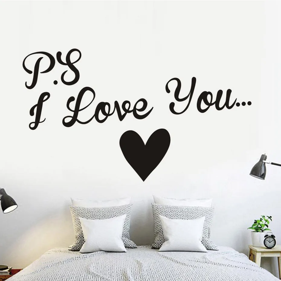 Vinyl I Love You Heart Wall Art Sticker Wedding Room Quote Decal Mural